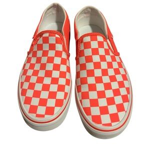 Vans Checkered Slip-On Shoes - coral and White size 7.5